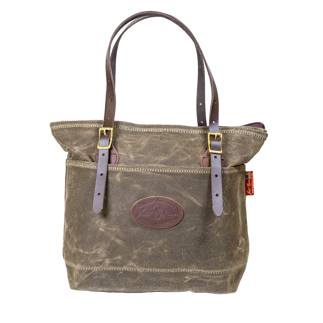 Waxed canvas and leather tote bag designed for everyday use.