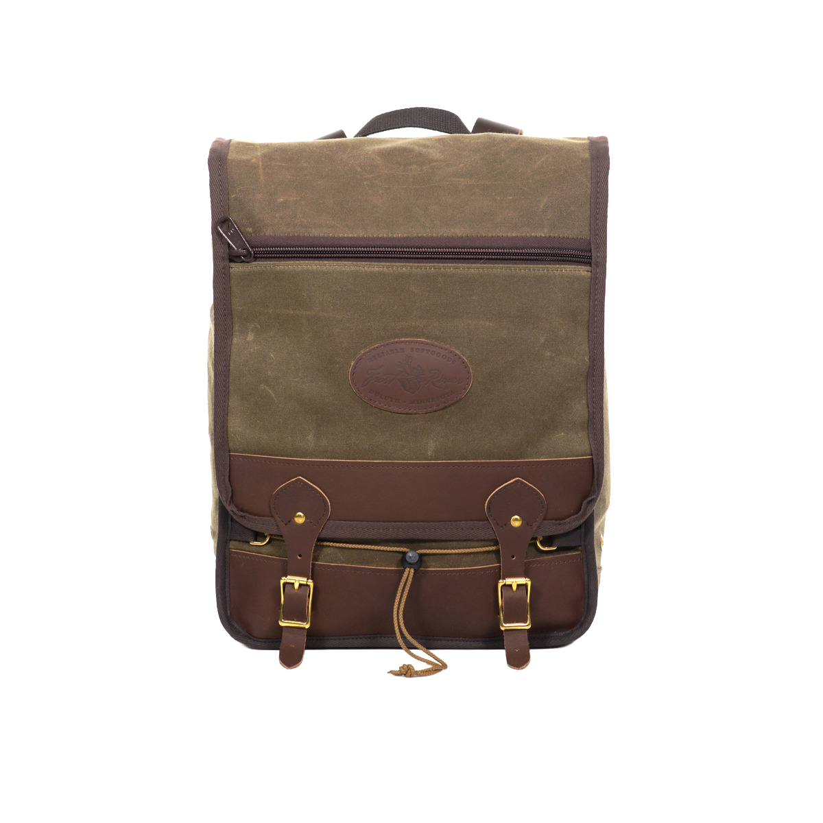 Waxed canvas and leather backpack perfect for carrying laptops and other daily essentials. 