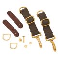The attachment kit for Frost River's Palisade Portage Pack made of solid brass, full-grain leather, and cotton web. 