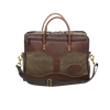 With high-end waxed canvas and premium leather this medium brief is durable and striking. Two leather handles on both sides for carrying and two heavy duty zippers on either side for storage. 
