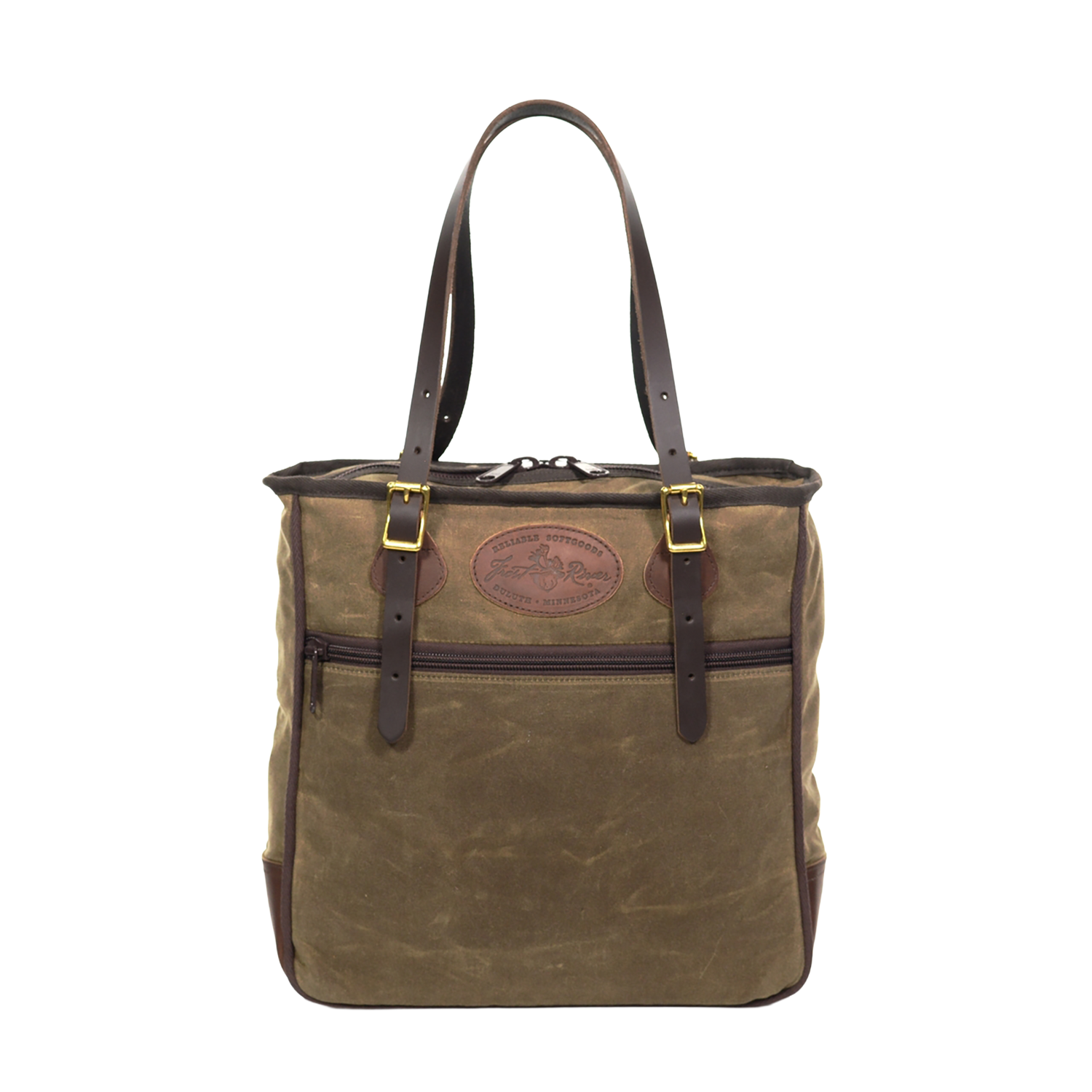Large tote bag with adjustable leather straps connected with solid brass 