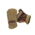 Made with durable waxed canvas, lined with fleece, and an extra layer of brown buckskin on the palms to prevent wear.