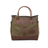 Handcrafted tote with premium rolled leather handles.