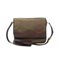 This small satchel is handcrafted out of high quality waxed canvas, premium leather, strong webbed cotton, and sold brass. 