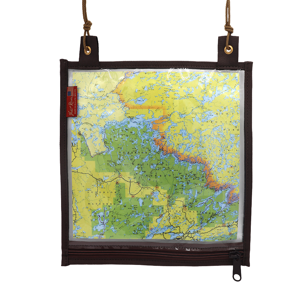A case designed to protect your map during a canoe trip. 