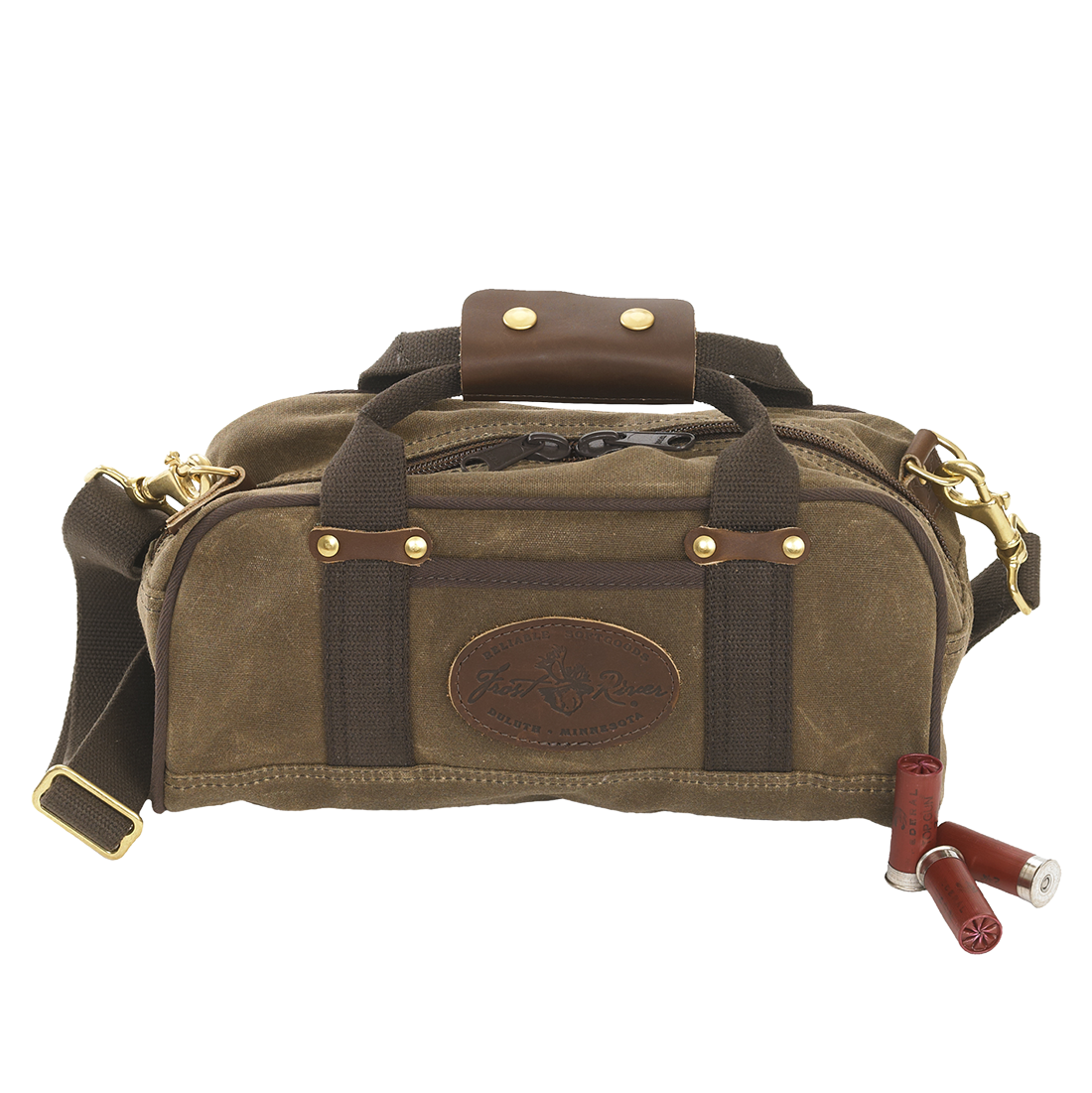 Waxed canvas and leather ammo bag.