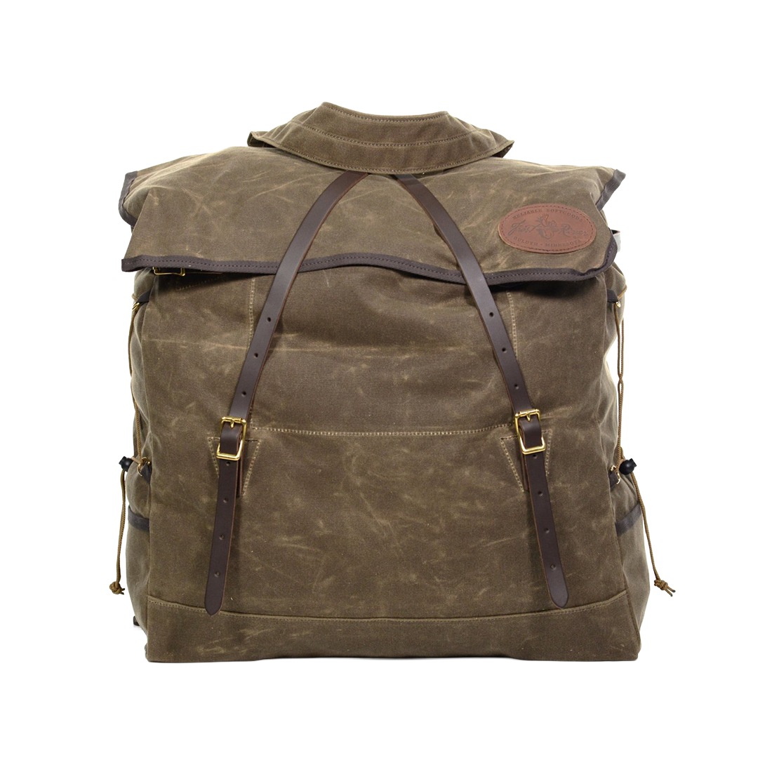 A traditionally styled and crafted waxed canvas and leather canoe pack made by the folks at Frost River. 