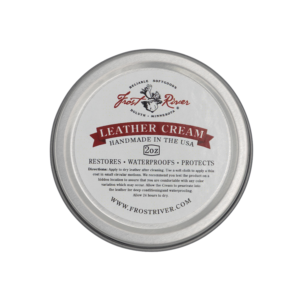 A two ounce tin of Frost River's Leather Cream