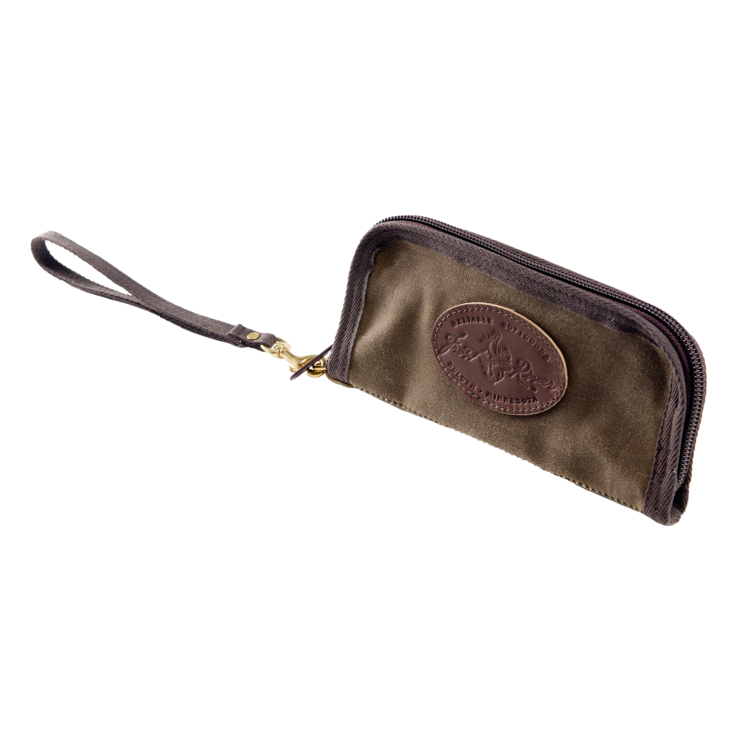 A waxed canvas and leather clutch handcrafted in Duluth, Minnesota
