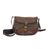Brown leather and waxed canvas shoulder bag. 