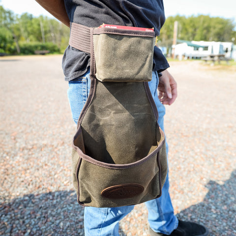 Trap, skeet, and sporting clays waxed canvas shooting bag. 