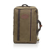 Vertically, on the front of this bag there are several cotton loops and one brass D ring for accessories. Additionally there is one zipper that runs the length of bag. Made out of our high quality Field Tan waxed canvas. Made in Duluth, MN.